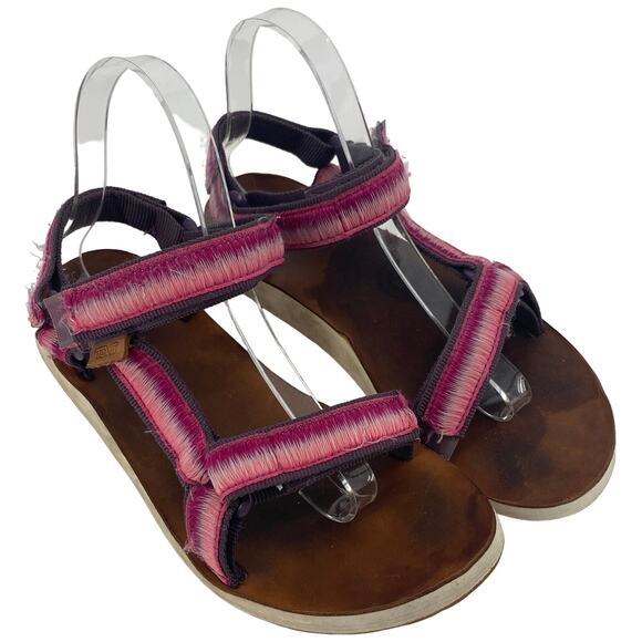 TEVA Sandals Womens 8 Raspberry Original Universal Ombre Hook Loop strappy - Picture 1 of 5